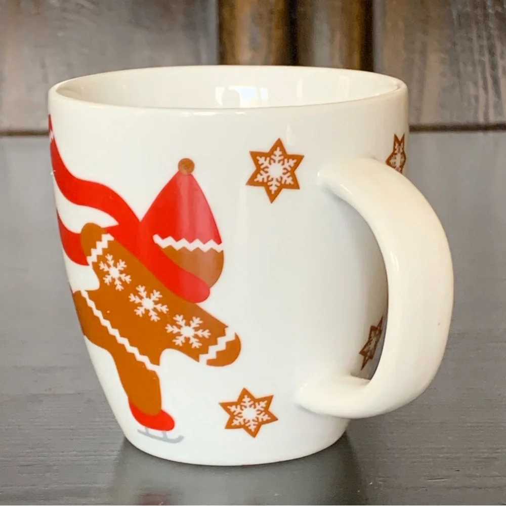 Crate & Barrel Ice Skating Gingerbread Man Espresso Mug - 2012